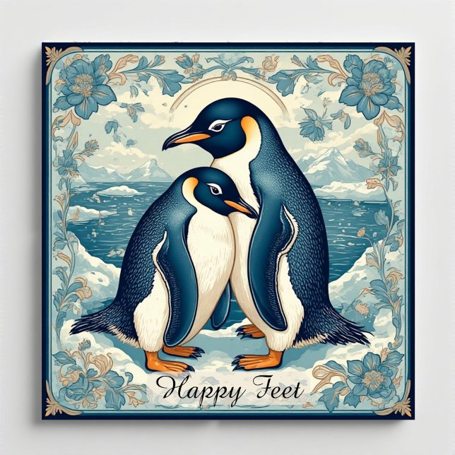 Glada fötter pingvin is fågel par snö glaciär magnet (Happy Feet Penguin Ice Bird Couple Snow Glacier Magnet)
