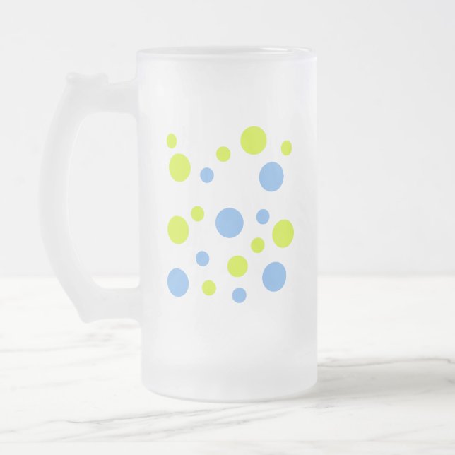 Glada Funky Gula Blå Bubblor Frostat Ölglas (Vänster)