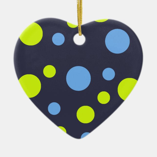 Glada Funky Gula Blå Bubblor Julgransprydnad Keramik (Framsidan)