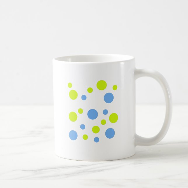 Glada Funky Gula Blå Bubblor Kaffemugg (Höger)