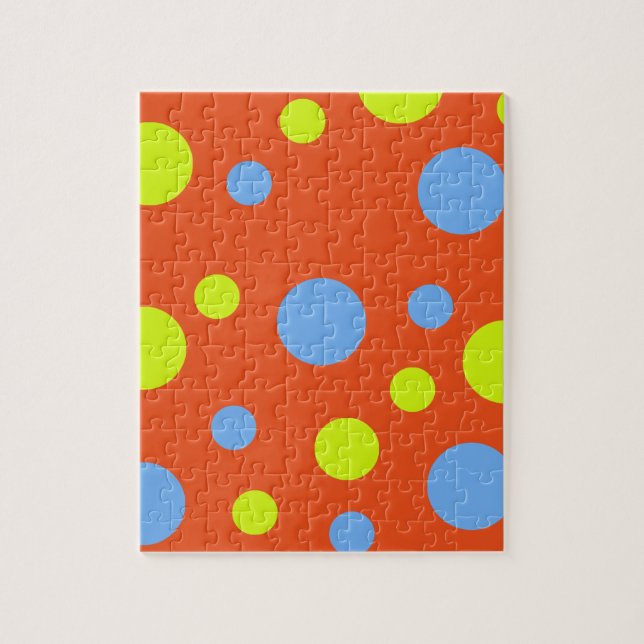 Glada Funky Gula Blå Bubblor Pussel (Vertikal)