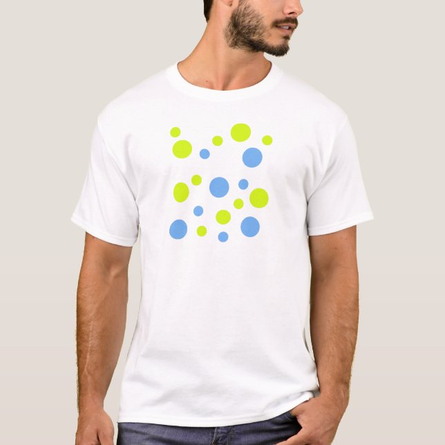 Glada Funky Gula Blå Bubblor Tee (Framsida)