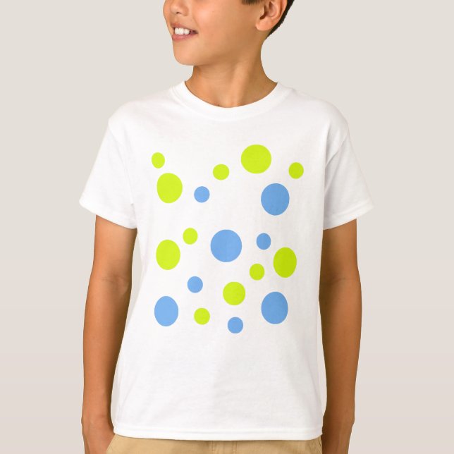 Glada Funky Gula Blå Bubblor Tee Shirt (Framsida)