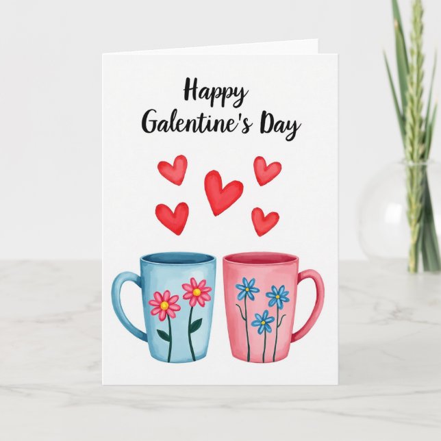 Glada Galentine-dags vänner kort (Framsida)