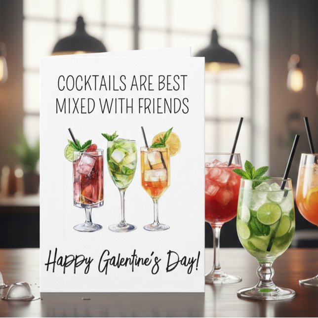 Glada Galentine's Day Cocktail Vänner Kort (Skapare uppladdad)