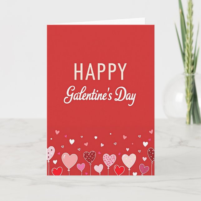 Glada Galentines Day Hjärtmönsterkort Kort (Framsida)