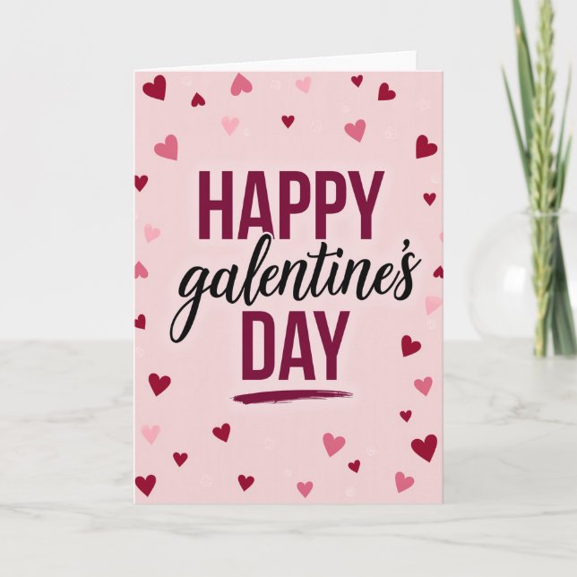 Glada Galentines Penseldrag Hjärtan Kort (Framsida)