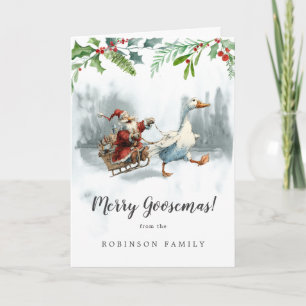 Glada Gåsmäss Jul Kul Vintage Familj Julkort  Kort