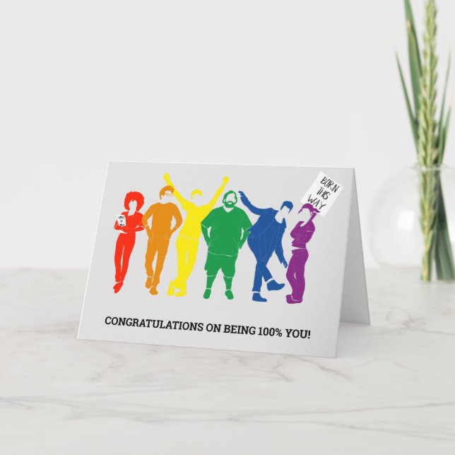 Glada gaypriddagen, grattis på coming out-dagen Be Kort (Framsida)