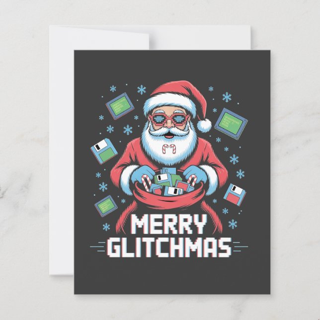Glada Glitchjul Kodande Programmerare Tomte Jul (Framsida)