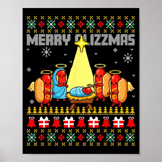 Glada Glizzmas Fula Jultröjor Varmkorvar Xm Poster (Framsidan)