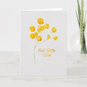 Glada gula akvarellblommor Mår bättre snart Kort