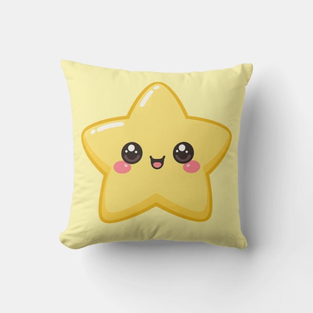 Glada Guldstjärna Kawaii Kudd Kudde (Framsida)