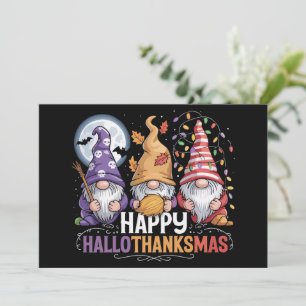 Glada HalloTackMas Tomtar Halloween Jul Julkort