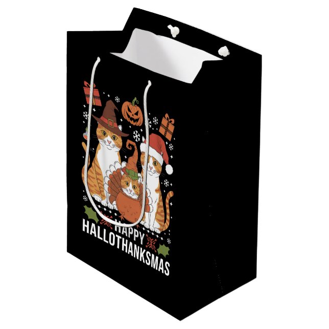 Glada Hallothanksmas Katter Halloween Jul  (Framsidan Vinklad)