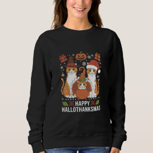 Glada Hallothanksmas Katter Halloween Jul T Shirt