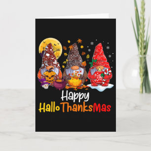 Glada Hallothanksmas Tomtar Halloween Tackgivelse Kort