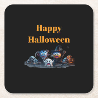 Glada Halloween Emoji Servetter. Underlägg Papper Kvadrat