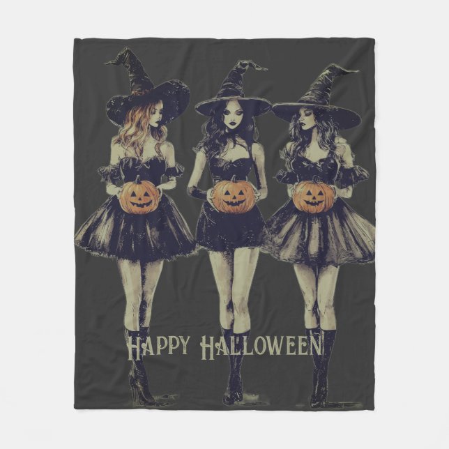 Glada halloween-flickor  fleecefilt (Framsidan)