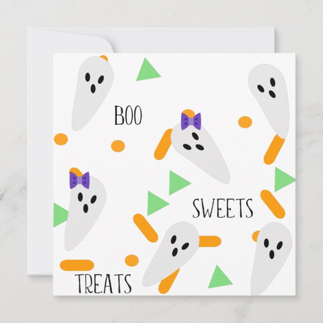 Glada Halloween Grattiskort | Spöktussar Tack Kort (Framsida)