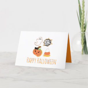 Glada Halloween-kakor Pumpa Spöke Spindelnät Tack Kort