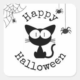 Glada Halloween-klistermärken - Söt svart katt Fyrkantigt Klistermärke