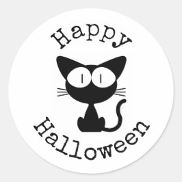 Glada Halloween-klistermärken - Söt svart katt Runt Klistermärke