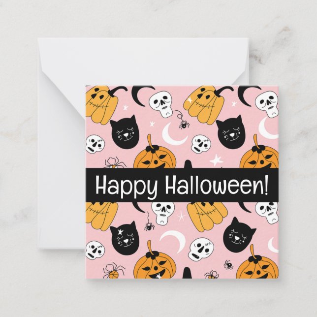 Glada Halloween-kort, söta, fynda! Anteckningskort (Framsida)