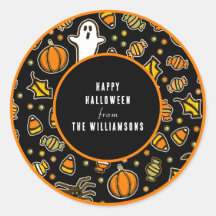 Glada Halloween-presentetiketter