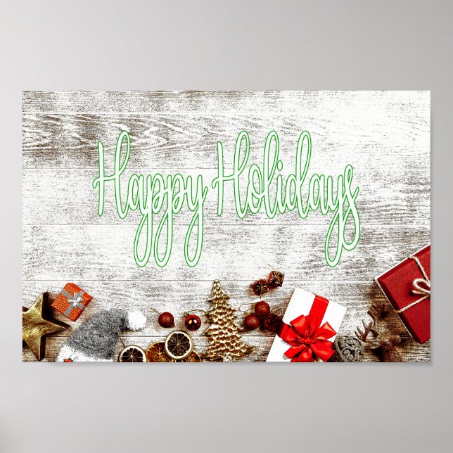 Glada helgdagar - God Jul, årstider Hälsning Poster (Framsidan)