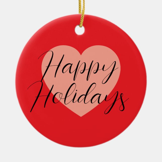 Glada helgdagar God jul Hjärtligt firande Julgransprydnad Keramik (Framsidan)