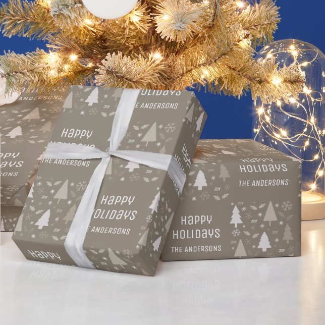 Glada helgdagar jul taupe presentpapper (Helgdagar)