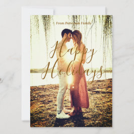 Glada helger brun lägg till par foto namn datum må julkort