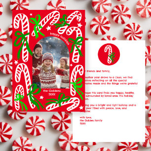 Glada helger Candycanes ANPASSAD FOTO Jul Julkort
