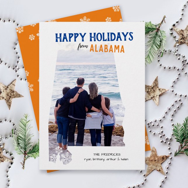 Glada helger från Alabama One Photo Julkort (Happy Holidays Merry Christmas from Alabama state pride one photo family card moving announcement)