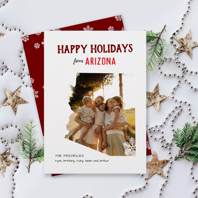 Glada helger från Arizona Ett foto Julkort (Happy Holidays Merry Christmas from Arizona one photo family card)