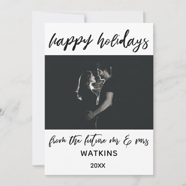 Glada helger från blivande herr & fru Foto Julkort (Framsida)