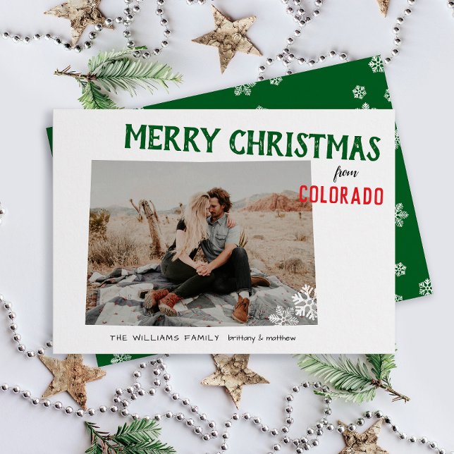 Glada helger från Colorado Photo Julkort (Happy Holidays Merry Christmas from Colorado state pride one photo family card moving announcement)