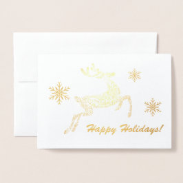 Glada helger! Hjort & Snöflingor Anpassad meddelan Folierat Kort