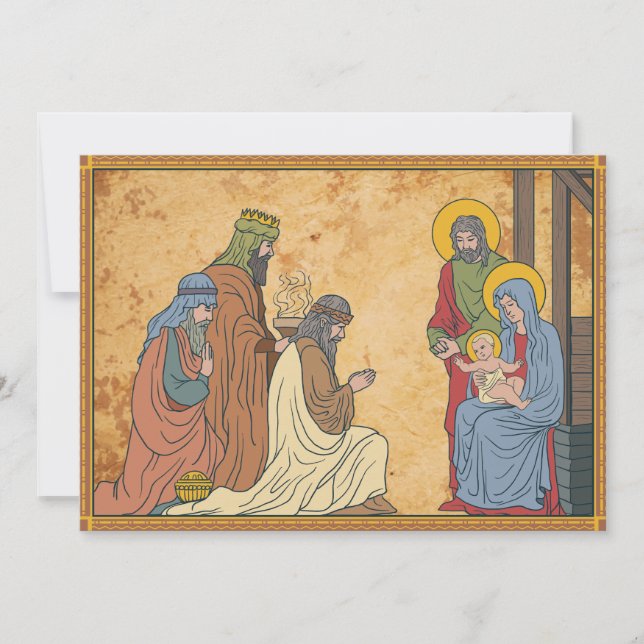 Glada helger | Jul religiös nativitet Julkort (Framsida)