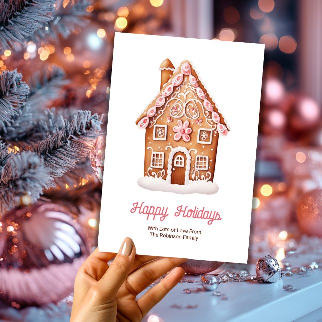 Glada helger Pepparkakshus Jul Julkort (Skapare uppladdad)