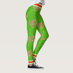 Glada helger / Röd Vit och Grön Leggings