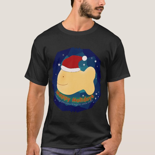 Glada helger Santa Guld fisk T Shirt (Framsida)