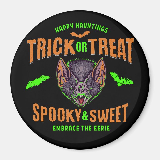 Glada hemsökelser | Bus eller godis Halloween-flad Magnet (Framsidan)