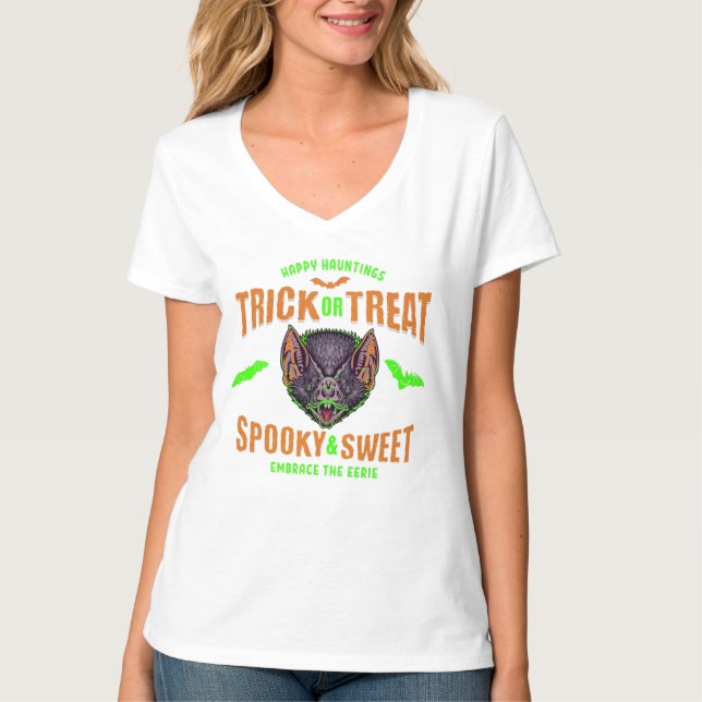 Glada hemsökter | Bus eller godis Halloween-fladde T Shirt (Framsida)