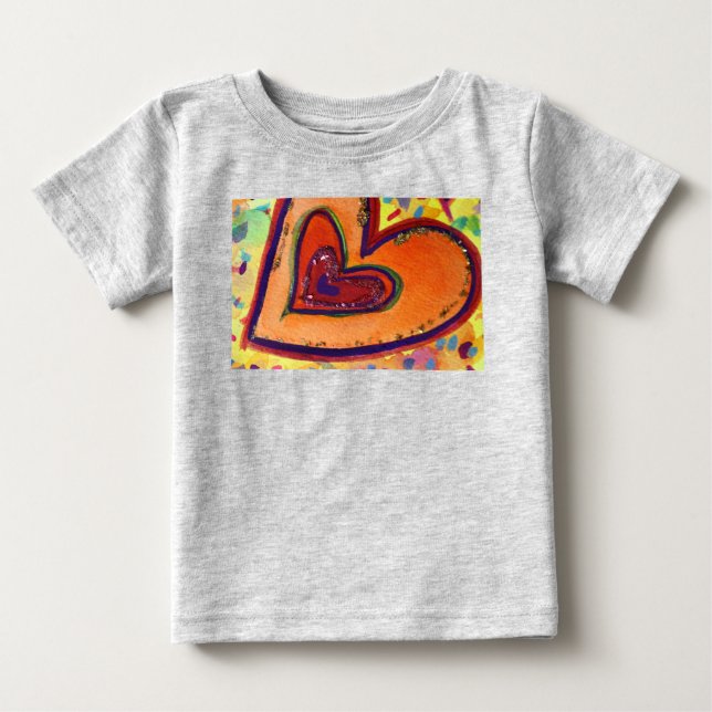 Glada Hjärtan Konst Kärlek Målad T-Shirt (Framsida)