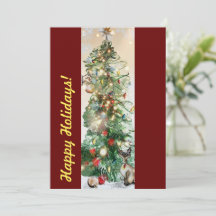 Glada höger Flat kort med julgran