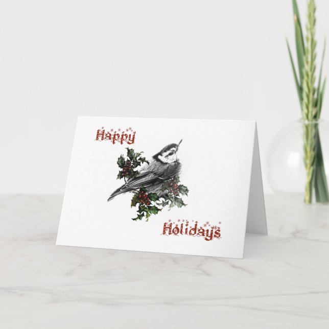 Glada höger Nuthatch sångfågel julkort Kort (Framsida)