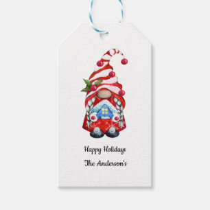 Glada höger Röda jul Tomte Presentetikett