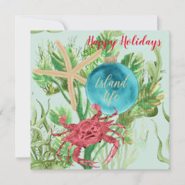 Glada höger Röda krabb kusttorget hälsning Kort